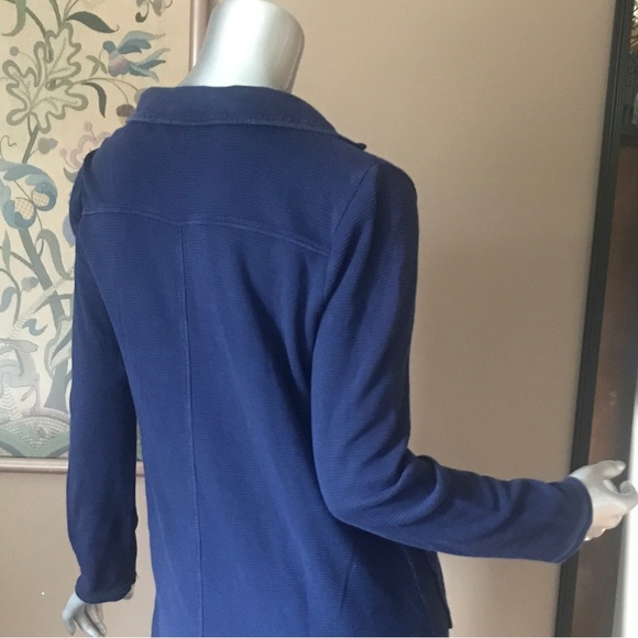 Soft Surroundings Dark Blue Waffle Knit Tunic Top/ Mini Dress Size Small Pockets - Picture 9 of 16